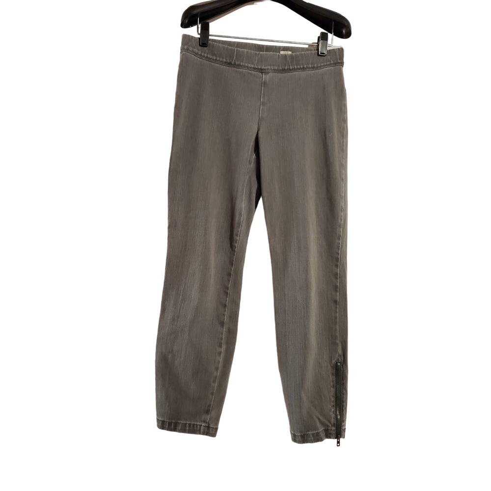 J. Crew Womens Ankle Zip Pull On Elastic Waist Ankle Pants Size 4 Gray Stretch
